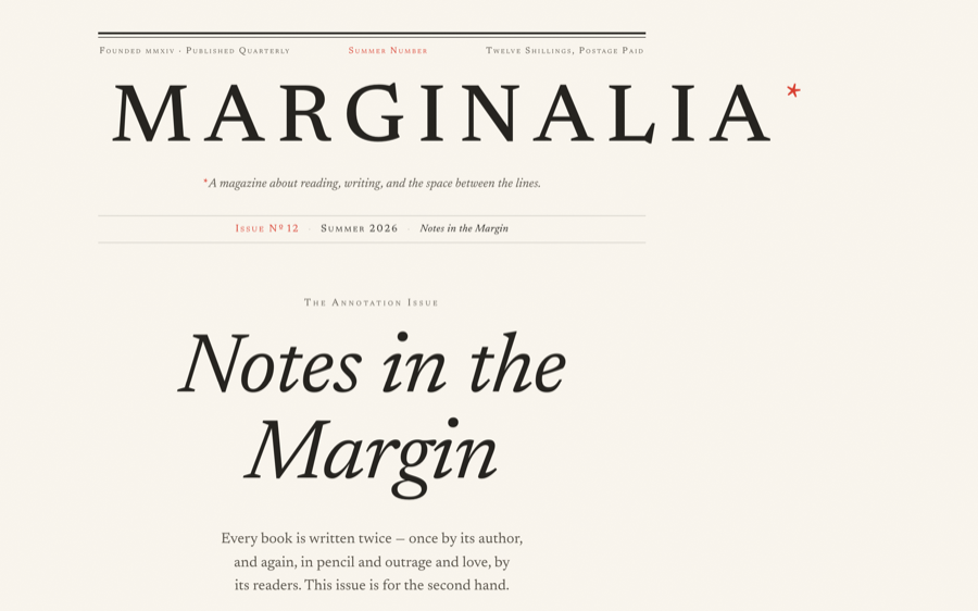 Pass one: the masthead and hero set, sidenotes working